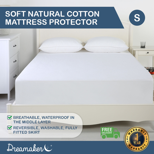 Dreamaker Reversible Cotton Waterproof Mattress Protector - Single Bed