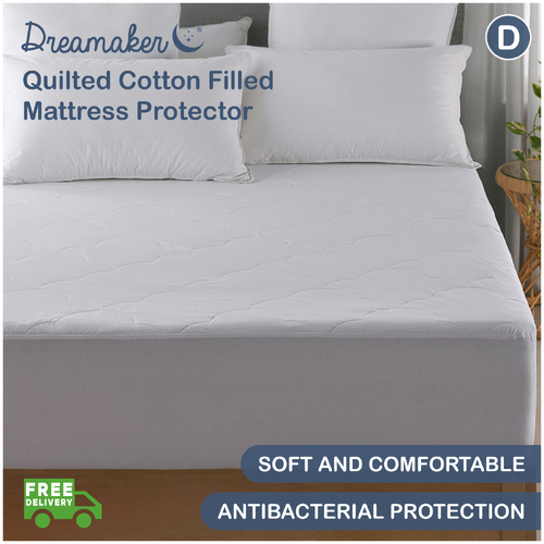 Dreamaker Quilted Cotton Filled Mattress Protector - Double Bed
