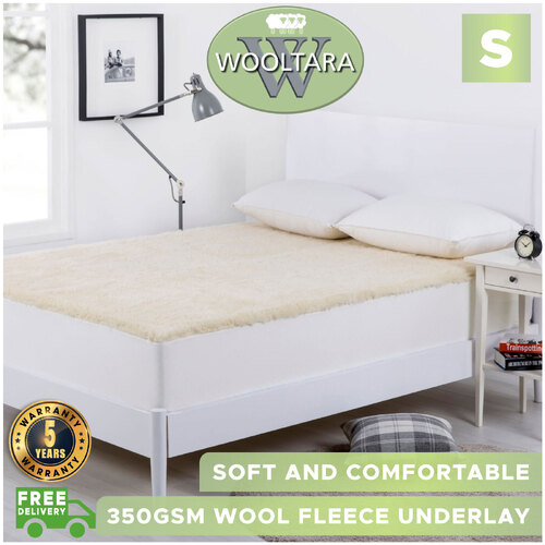 Wooltara 350Gsm Washable Alpaca Wool Fleece Underlay - Single Bed