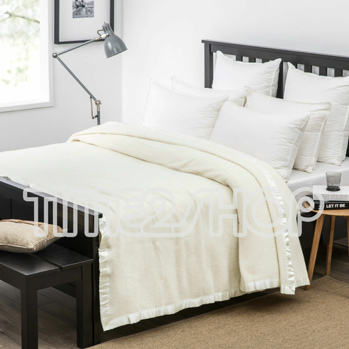 Wooltara Luxury 350Gsm Alpaca Wool Blanket Cream - Single Bed