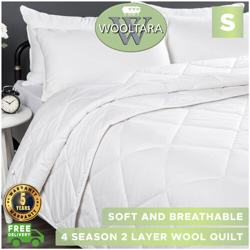 Wooltara Luxury Four Season Two Layer Washable Australian Alpaca Wool Quilt - Single Bed