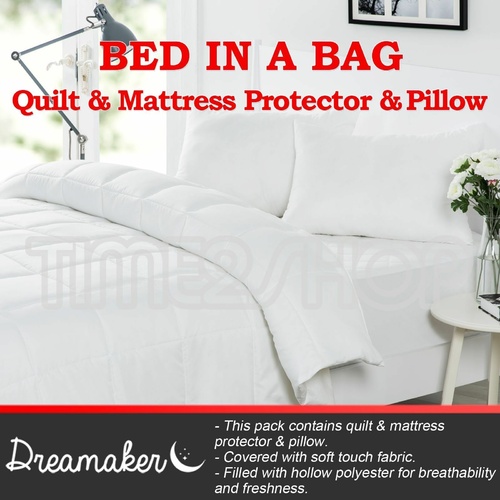 Dreamaker Bed In A Bag  - Queen Bed (Quilt, Pillow, Mattress Protector)
