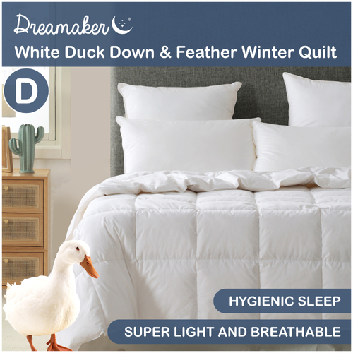 Dreamaker 50/50 White Duck Down & Feather Winterweight Quilt - Double Bed