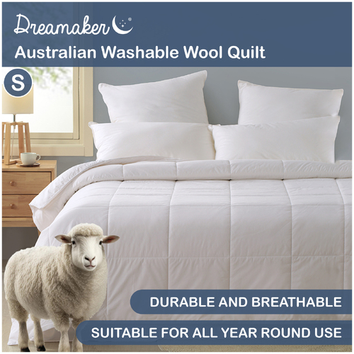 Dreamaker 500Gsm Australian Washable Wool Quilt - King Single Bed