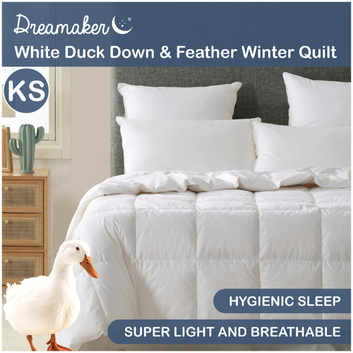 Dreamaker 50/50 White Duck Down & Feather Winterweight Quilt - King Single Bed