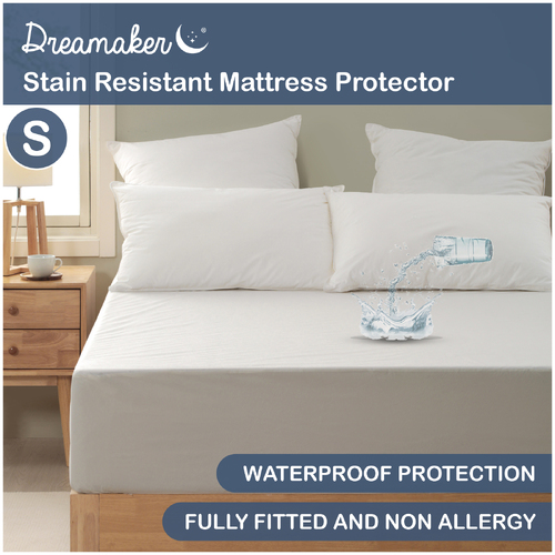 Dreamaker Stain Resistant Waterproof Mattress Protector - Single Bed