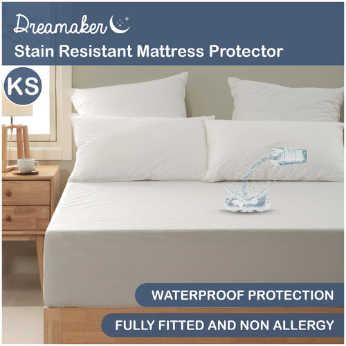 Dreamaker Stain Resistant Waterproof Mattress Protector - King Single Bed