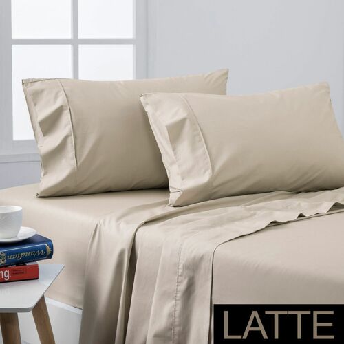 Dreamaker Coolmax Cotton Rich Sheet Set Latte - Queen Bed
