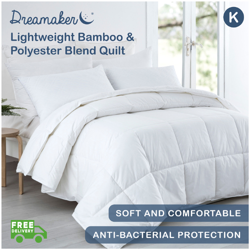Dreamaker Lightweight Bamboo & Polyester Blend Quilt - King Bed