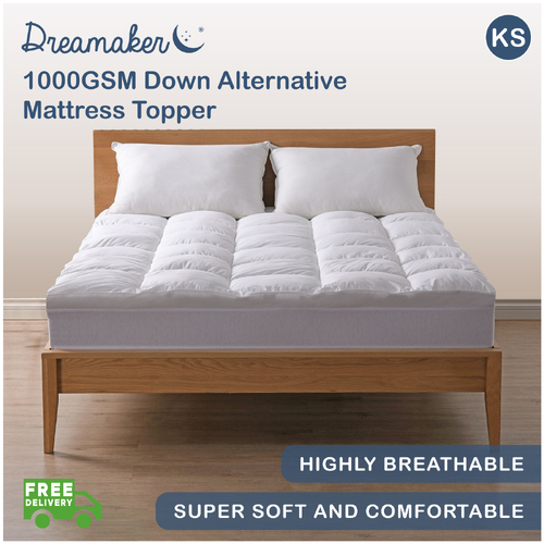 Dreamaker 1000Gsm Down Alternative Mattress Topper - King Single Bed