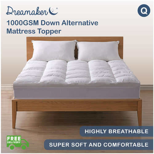 Dreamaker 1000GSM Down Alternative Microfibre Mattress Topper - Queen Bed