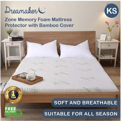 Dreamaker 8Cm 5 Zone Memory Foam Underlay With Bamboo Cover - King Single Bed