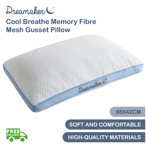 Dreamaker Cool Breathe Memory Fibre Mesh Gusset Pillow - 66 X 42 Cm