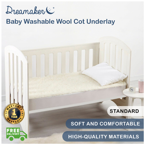 Dreamaker Baby Washable Wool Cot Underlay Standard