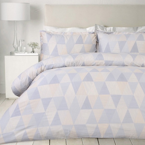 Dreamaker 250Tc Cotton Sateen Printed Quilt Cover Set Faded Triangle - Single Bed  