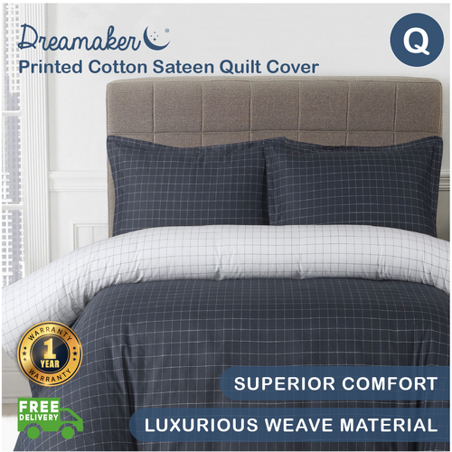 Dreamaker Printed Cotton Sateen Quilt Cover Set Queen Bed Walker