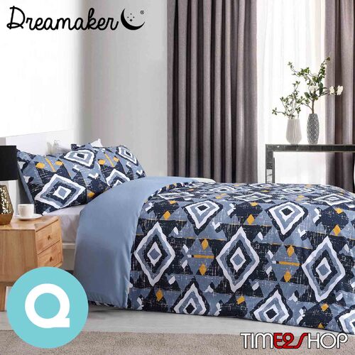 Dreamaker Printed Microfibre Quilt Cover Set Queen Bed Damacus