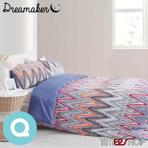 Dreamaker Printed Microfibre Quilt Cover Set Queen Bed Alberta