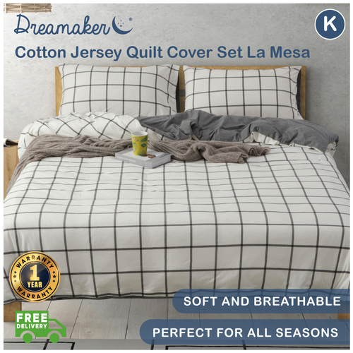 Dreamaker Cotton Jersey Quilt Cover Set La Mesa - King Bed