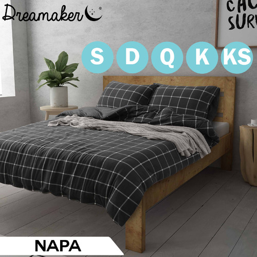 Dreamaker Cotton Jersey Quilt Cover Set Napa - King Single Bed
