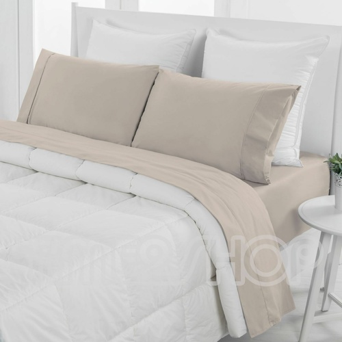 Dreamaker Poly/Cotton 250Tc Plain Dyed Sheet Set Latte - Single Bed 
