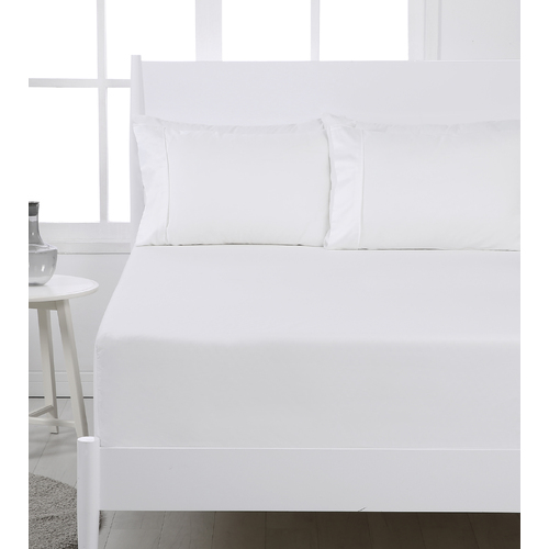 Dreamaker 250Tc Plain Dyed Fitted Sheet Set White