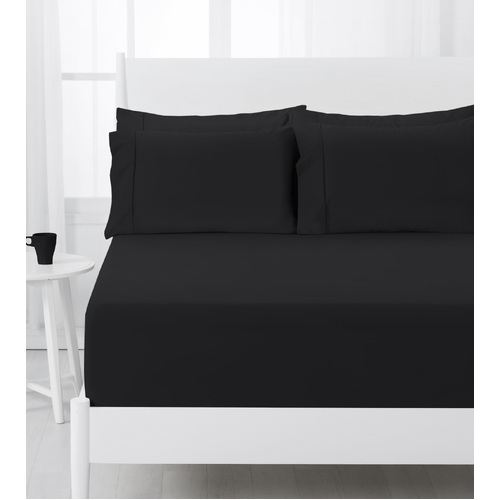 Dreamaker 250Tc Plain Dyed Fitted Sheet Set Black - Single Bed