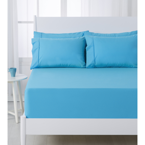 Dreamaker 250Tc Plain Dyed Fitted Sheet Set Teal - Single Size