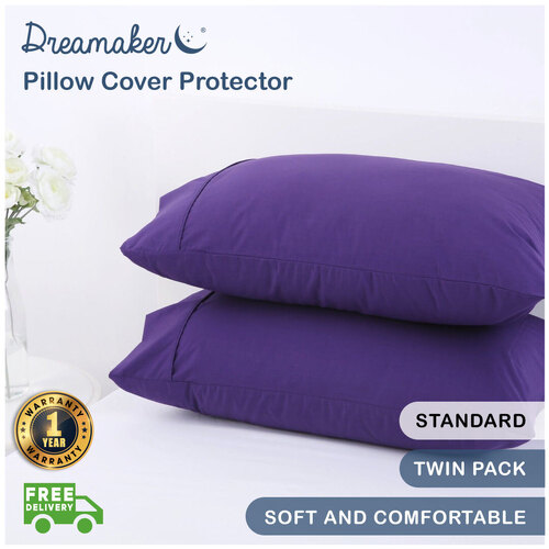 Dreamaker Pillowcases Standard Pillow Cover Protector Twin Pack Plum 48x73cm