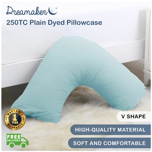 Dreamaker 250Tc Plain Dyed V Shape Pillowcase - 78X78Cm Canal Blue