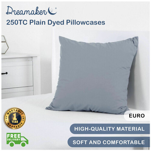 Dreamaker 250Tc Plain Dyed European Pillowcase - 65X65Cm Vapour