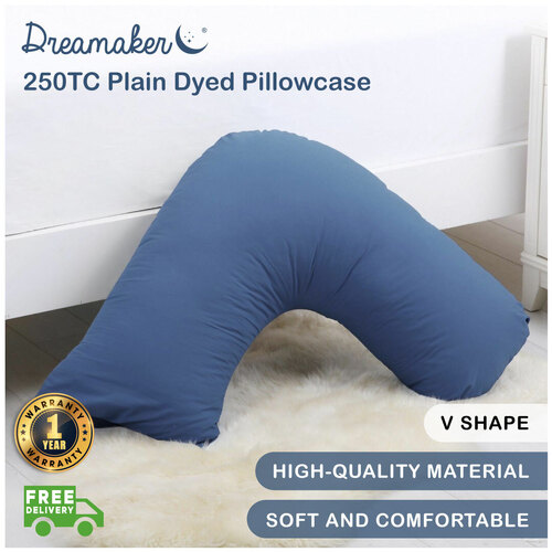 Dreamaker 250Tc Plain Dyed V Shape Pillowcase Insignia Blue