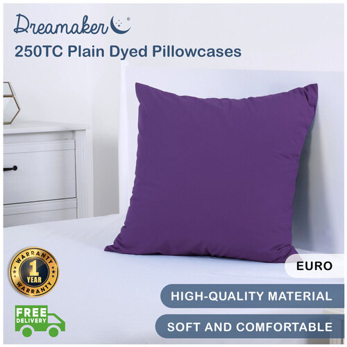 Dreamaker 250Tc Plain Dyed European Pillowcase Euro Plum