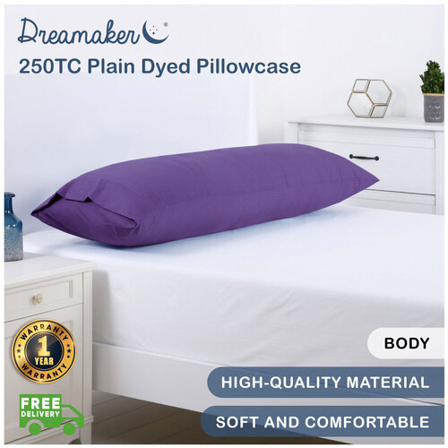 Dreamaker 250Tc Plain Dyed Body Pillowcase - 150X50Cm Plum