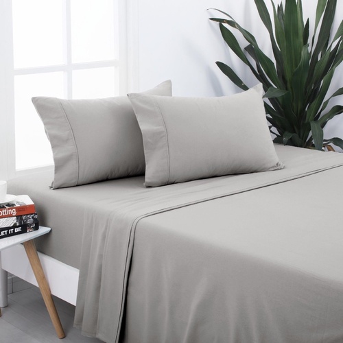 Dreamaker 100% Egyptian Cotton Flannel / Flannelette Sheet Set Single Bed Latte
