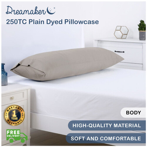 Dreamaker 250Tc Plain Dyed Body Pillowcase - 150X50Cm Stone