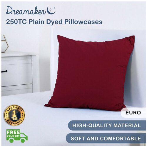 Dreamaker 250Tc Plain Dyed European Pillowcase - 65X65Cm Red
