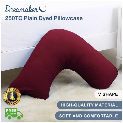 Dreamaker 250Tc Plain Dyed V Shape Pillowcase - 78X78Cm Red