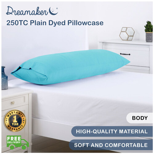 Dreamaker 250Tc Plain Dyed Body Pillowcase - 150X50Cm Aqua