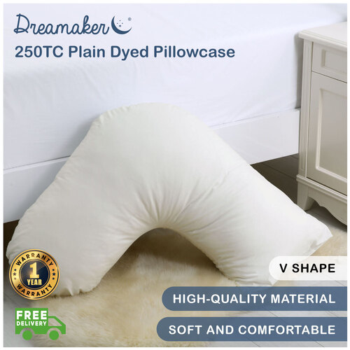 Dreamaker 250Tc Plain Dyed V Shape Pillowcase - 78X78Cm Cream