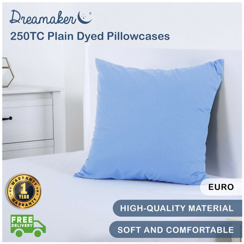 Dreamaker 250Tc Plain Dyed European Pillowcase - 65X65Cm Charmbray