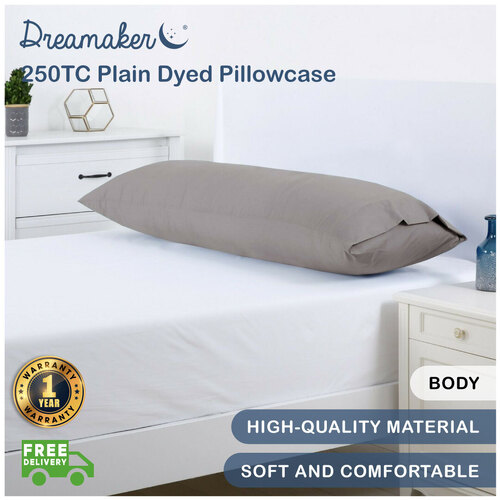 Dreamaker 250Tc Plain Dyed Body Pillowcase -150X50Cm Oyster