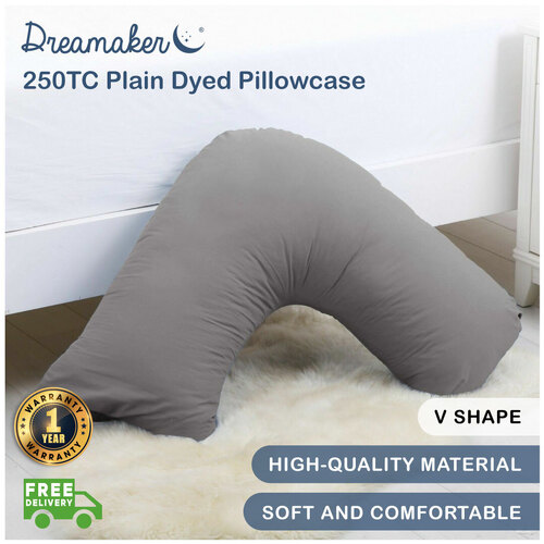 Dreamaker 250Tc Plain Dyed V Shape Pillowcase - 78X78Cm Oyster