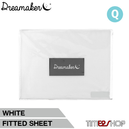 Dreamaker 1000Tc Cotton Sateen Fitted Sheet White Queen Bed