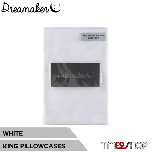 Dreamaker 1000Tc Cotton Sateen King Pillowcase Twin Pack White