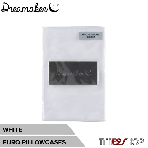 Dreamaker 1000Tc Cotton Sateen Euro Pillowcase Twin Pack White