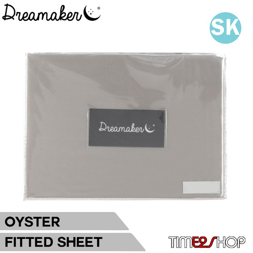 Dreamaker 1000Tc Cotton Sateen Fitted Sheet Oyster Super King Bed